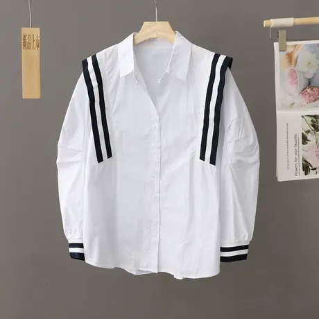 法式泡泡袖白色衬衫女春秋季2023新款设计感小众洋气衬衣韩版上衣商品大图