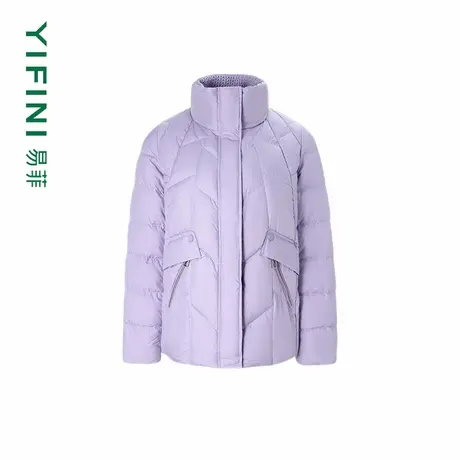 [专柜同款]Yifini/易菲白鹅绒保暖紫色时尚通勤羽绒服女休闲外套商品大图