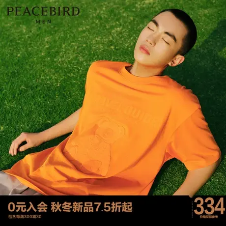 【商场同款】太平鸟男装 23年夏季小熊立体提花短袖T恤B1DAD2130商品大图