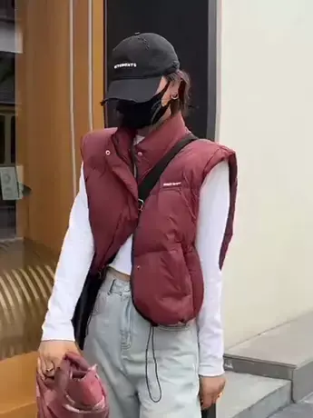 欧货休闲百搭羽绒马甲女短款坎肩秋冬韩版宽松背心立领马夹外套潮图片