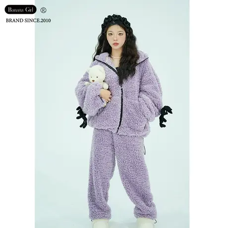 Bananagirl睡衣女冬2023新款珊瑚绒加厚卡通大码连帽家居服女秋冬商品大图