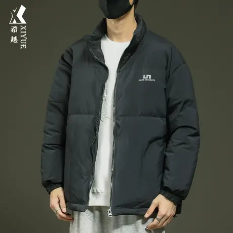 希越90白鸭绒立领羽绒服男冬季新款潮牌男士宽松大码保暖加厚棉服商品大图