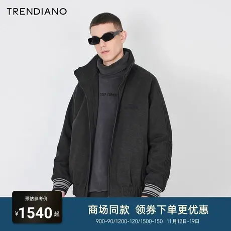 TRENDIANO梅花联名系列立体字母夹棉运动外套男潮2023新款冬季商品大图