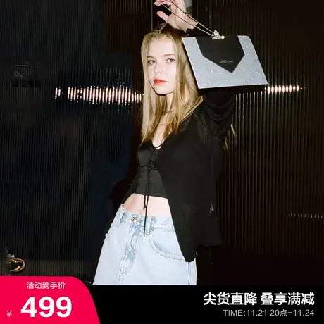 LINCCHIC金羽杰裤子女高腰做旧小A版牛仔裤裙S232DK367Y商品大图