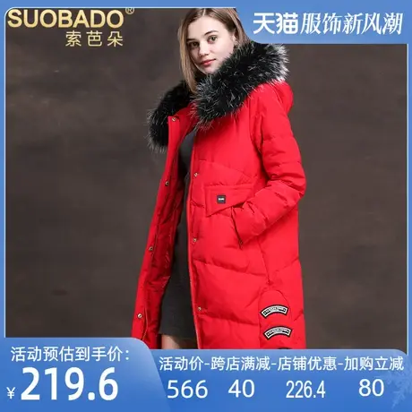 2025秋冬款特价真毛领羽绒服貉子毛领连帽中长款白鸭绒时尚外套女商品大图