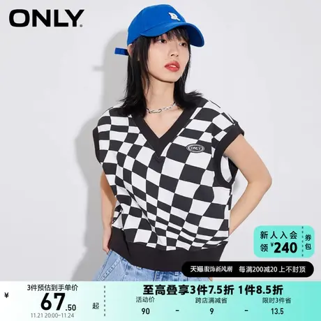 ONLY奥莱夏季棋盘格学院风宽松针织马甲卫衣女商品大图