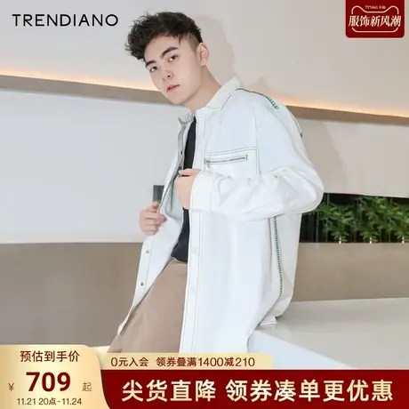 TRENDIANO官方2023新款春季男士衬衣休闲牛仔衬衫商品大图