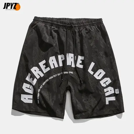 沙滩裤男夏季冰丝速干外穿印花短裤潮牌宽松大码五分裤大裤衩薄款商品大图