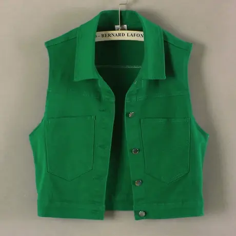 牛仔马甲女背心短款春秋夏宽松新款无袖大码外搭显瘦彩色弹力坎肩商品大图