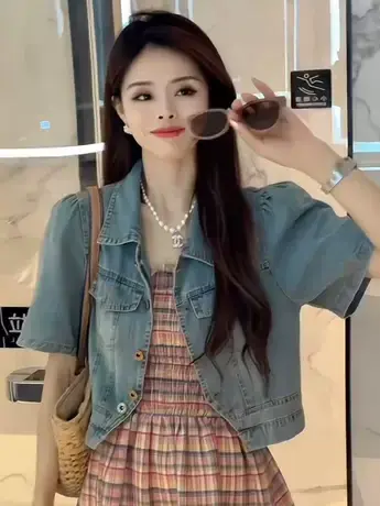 2023年春夏季新款休闲百搭休闲水洗牛仔薄款气质外套流行穿搭女装商品大图