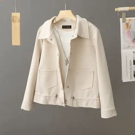 短款外套女春秋季新款2024爆款洋气流行小个子高级感机车夹克上衣商品大图