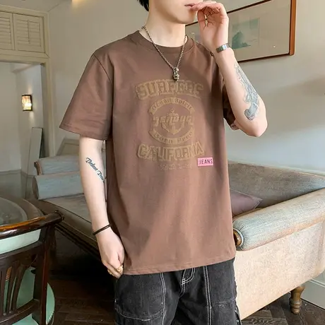 夏季潮牌学生纯棉圆领t恤男生短袖体恤衫男款青少年夏日上衣男士商品大图