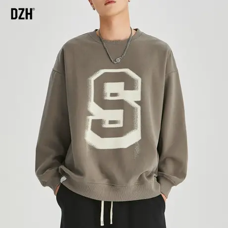 男士重磅美式卫衣潮牌男春秋季圆领宽松上衣新款2023爆款休闲外套图片