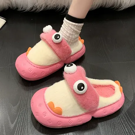 防滑丑萌拖鞋2023秋冬季新款可爱包头毛毛拖鞋女秋季外穿家居棉拖商品大图