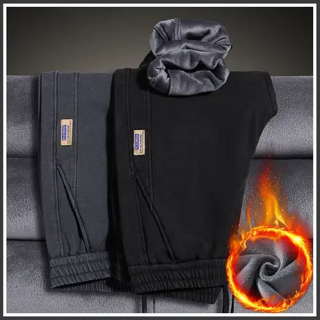 冬季运动卫裤男装2024新款加厚加绒裤秋冬款男生束脚保暖休闲裤子商品大图