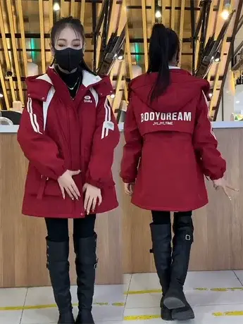 气质中长款加绒加厚派克服2023冬季保暖冲锋衣韩版气质显瘦外套潮图片