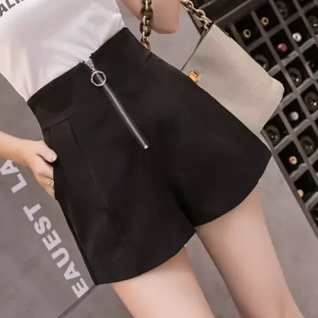 高腰西装短裤女夏天2025新款宽松黑色显瘦阔腿裤百搭a字休闲热裤图片
