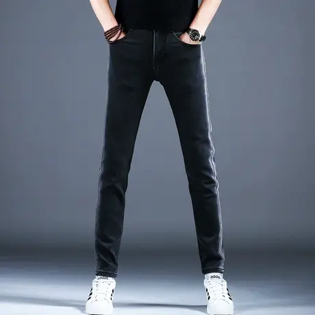 男士烟灰色弹力牛仔裤男款2024新款春秋高端潮牌裤子潮流休闲长裤商品大图