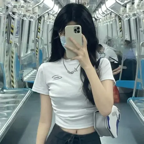 纯棉正肩短袖t恤女ins潮春夏季内搭独特别致修身露脐短款辣妹上衣商品大图