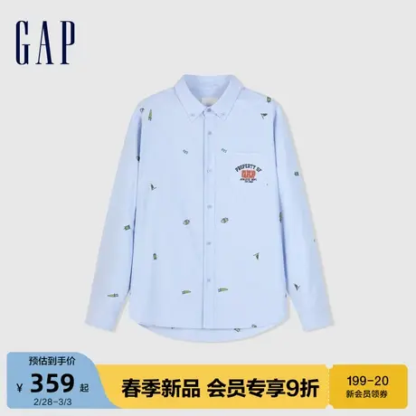 Gap男女装2024春季新款牛津纺衬衫宽松情侣纯棉长袖上衣877617图片