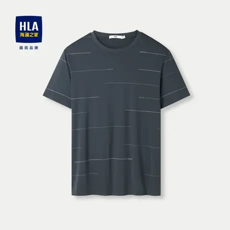 HLA/海澜之家含桑蚕丝短袖T恤2024春夏新款圆领含莱赛尔弹力短t男商品大图