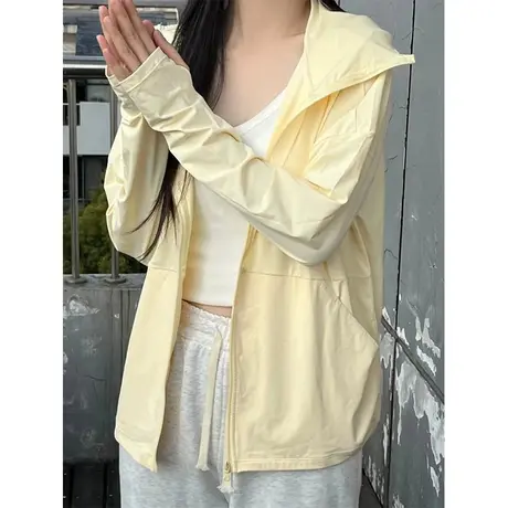 冰丝薄款防晒衣女士夏季新款宽松透气连帽防晒服开衫外套上衣大码图片