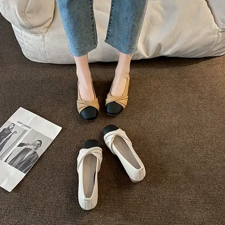 单鞋女瓢鞋温柔晚晚鞋平底玛丽珍女鞋子2023年新款春秋浅口奶奶鞋商品大图