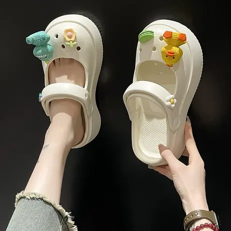 玛丽珍洞洞鞋女2023夏季新款可爱厚底增高防滑沙滩包头凉拖鞋外穿商品大图