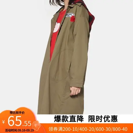 【断码XS/S】艾格2023新款春季韩版百搭休闲长袖连帽风衣外套W68商品大图