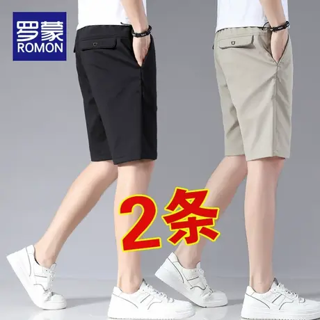 罗蒙男士冰丝休闲短裤夏季薄款2025新款宽松直筒中裤外穿五分裤子商品大图