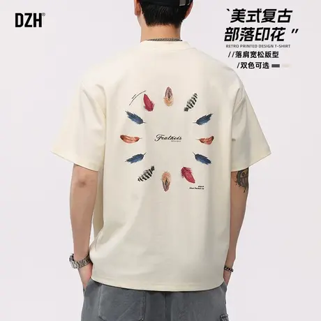 男士潮牌印花短袖男款夏季半袖五分袖t恤男宽松上衣体恤2025新款商品大图