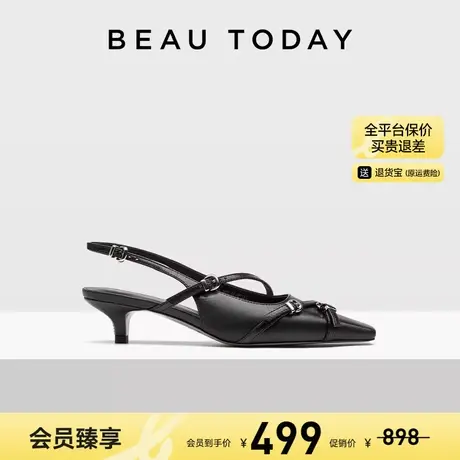 BeauToday法式凉鞋女款夏季外穿细跟一字带凉鞋包头凉单鞋女鞋子图片