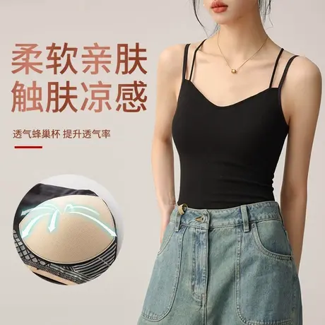 薄款带胸垫一体式吊带背心女美背内衣夏季内搭短款打底上衣可外穿图片