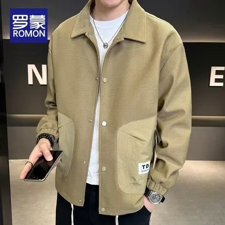 罗蒙春秋季夹克男士2025新款潮流百搭休闲工装翻领上衣服外套男款图片