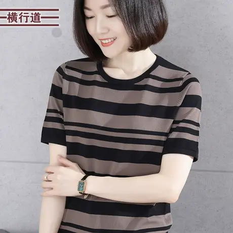针织短袖女夏季圆领宽松大码外穿洋气女装2023新款上衣显瘦夏装女商品大图