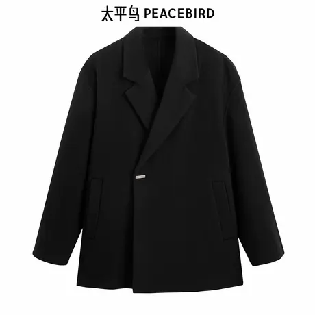 【商场同款】太平鸟男装大衣冬季双面呢绵羊毛大衣 B1AAE4210商品大图