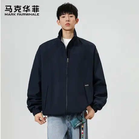 马克华菲美式痞帅休闲高级感夹克男士2025春秋季新款翻领拼接外套商品大图