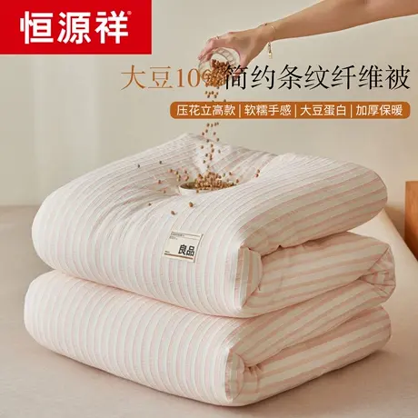 恒源祥简约条纹大豆被子被芯冬季加厚保暖棉被春秋单双人四季通用商品大图