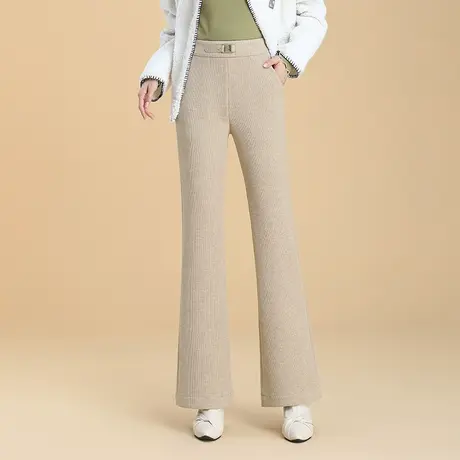 2023秋冬新款气质高腰微喇裤女垂感厚实通勤长裤显瘦休闲喇叭裤子商品大图
