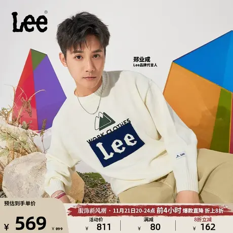【郑业成同款】Lee23秋冬新品buddy Lee舒适圆领logo男女同款毛衣图片