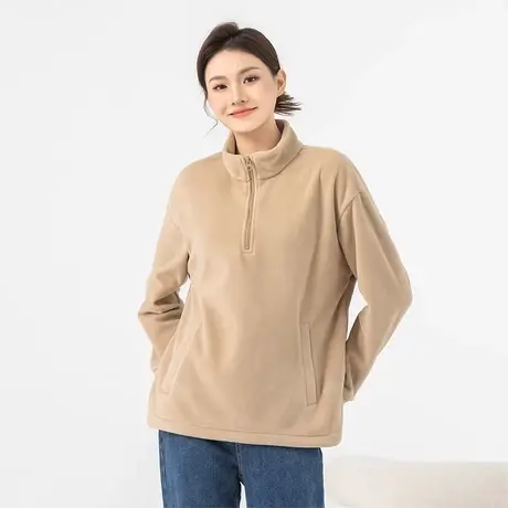 雪中飞2023秋冬新款女式立领套头摇粒绒卫衣糖果色保暖舒适休闲图片
