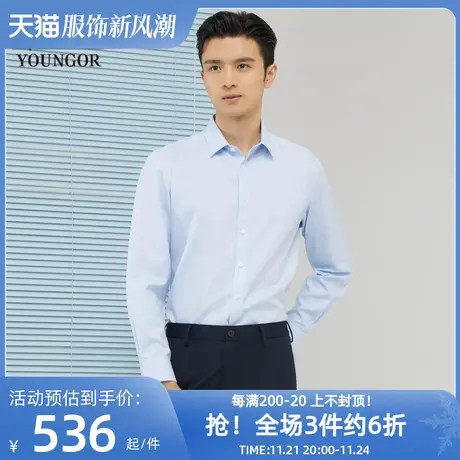 雅戈尔奥莱 商场同款男士长袖衬衫秋季新款官方商务休闲免烫衬衫商品大图