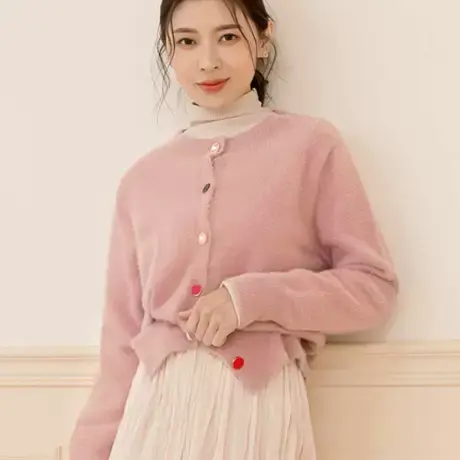 桔熊秋冬季通勤气质保暖柔软马海毛衣小外套针织衫女装大码FA2581图片