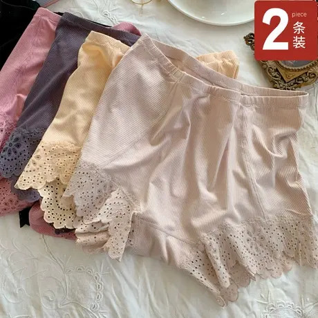 安全裤女防走光不卷边打底裤夏季薄款大码蕾丝边保险裤内裤二合一商品大图