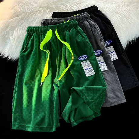 格子短裤男夏季痞帅设计感小众贴标休闲五分裤潮流百搭大码中裤子商品大图