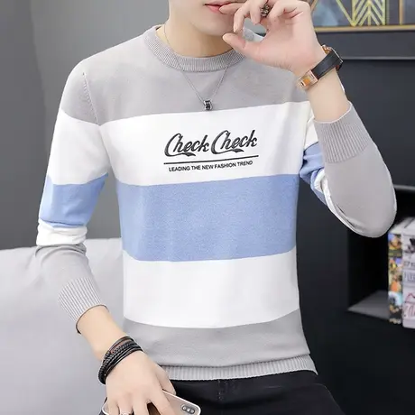 春秋季男士毛衣薄款韩版潮流百搭圆领线衣男装打底针织线衫上衣服商品大图