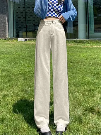 清仓捡漏小众阔腿裤女潮流高腰垂感显瘦直筒牛仔裤美式高街裤潮商品大图