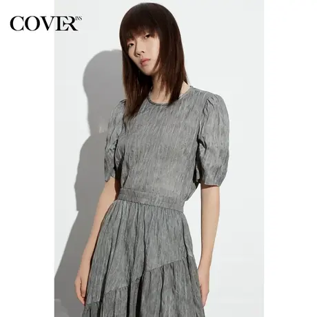 COVER夏季轻薄扎染H型褶皱衬衫图片