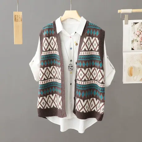 2024年新款V领针织开衫毛衣马甲女坎肩时尚马夹背心外穿秋冬洋气图片