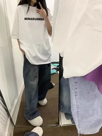 小个子t恤正肩短袖女夏季新款设计感小众美式复古短袖正肩t恤女潮图片